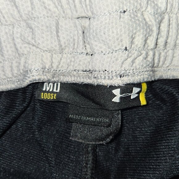 Under Armour Men's Medium Loose Athletic Pants, Black with Gray Stripe - Picture 6 of 7